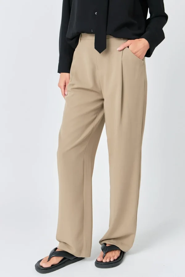 GREY LAB Matching Sets | Pants*- Wide Leg High Waisted Trouser KHAKI