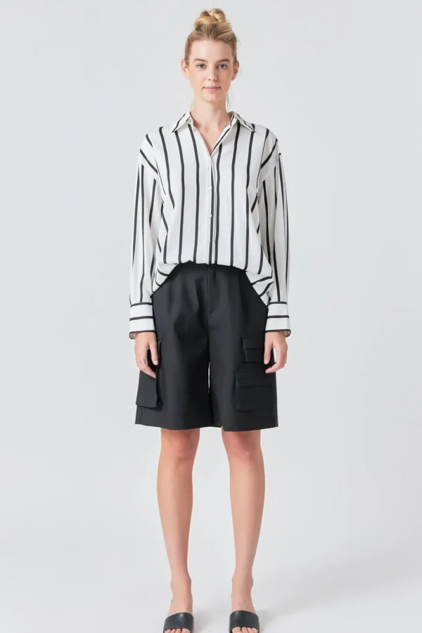 GREY LAB Shirts & Blouses | Tops*- Wide Stripe Shirt WHITE/BLACK