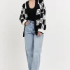 GREY LAB Sweaters & Knits | Cardigans*- XOXO Smiley Face Cardigan BLACK/WHITE