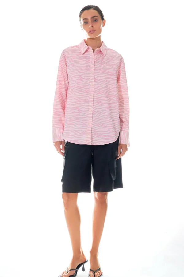 GREY LAB Shirts & Blouses | Tops*- Zebra Printed Cotton Shirt PINK