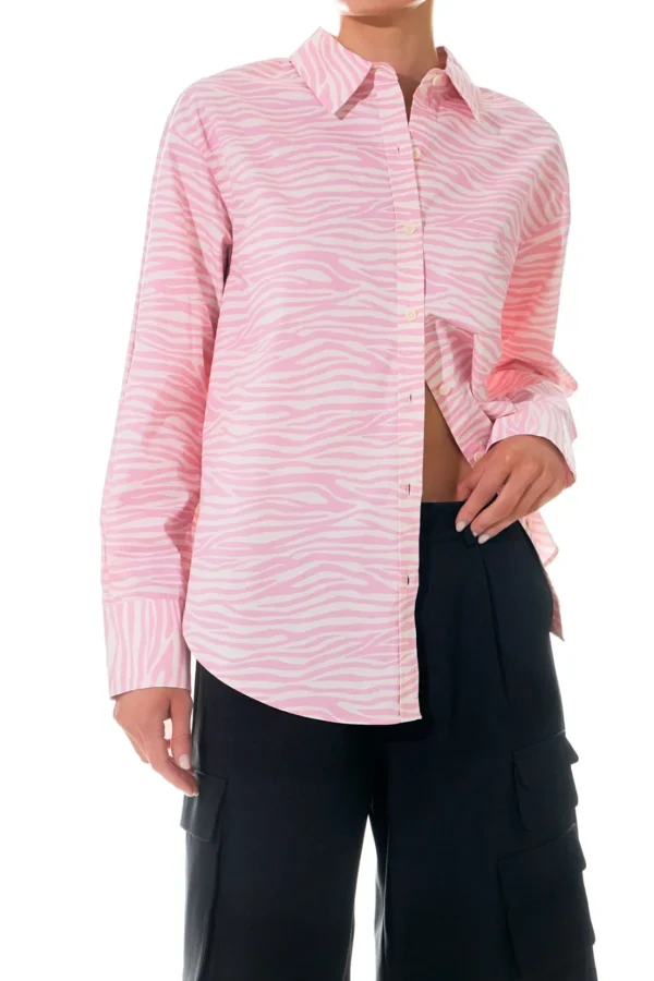 GREY LAB Shirts & Blouses | Tops*- Zebra Printed Cotton Shirt PINK