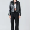 GREY LAB Jackets & Coats | Tops*- Zip Up Cropped Faux Leather Jacket BLACK