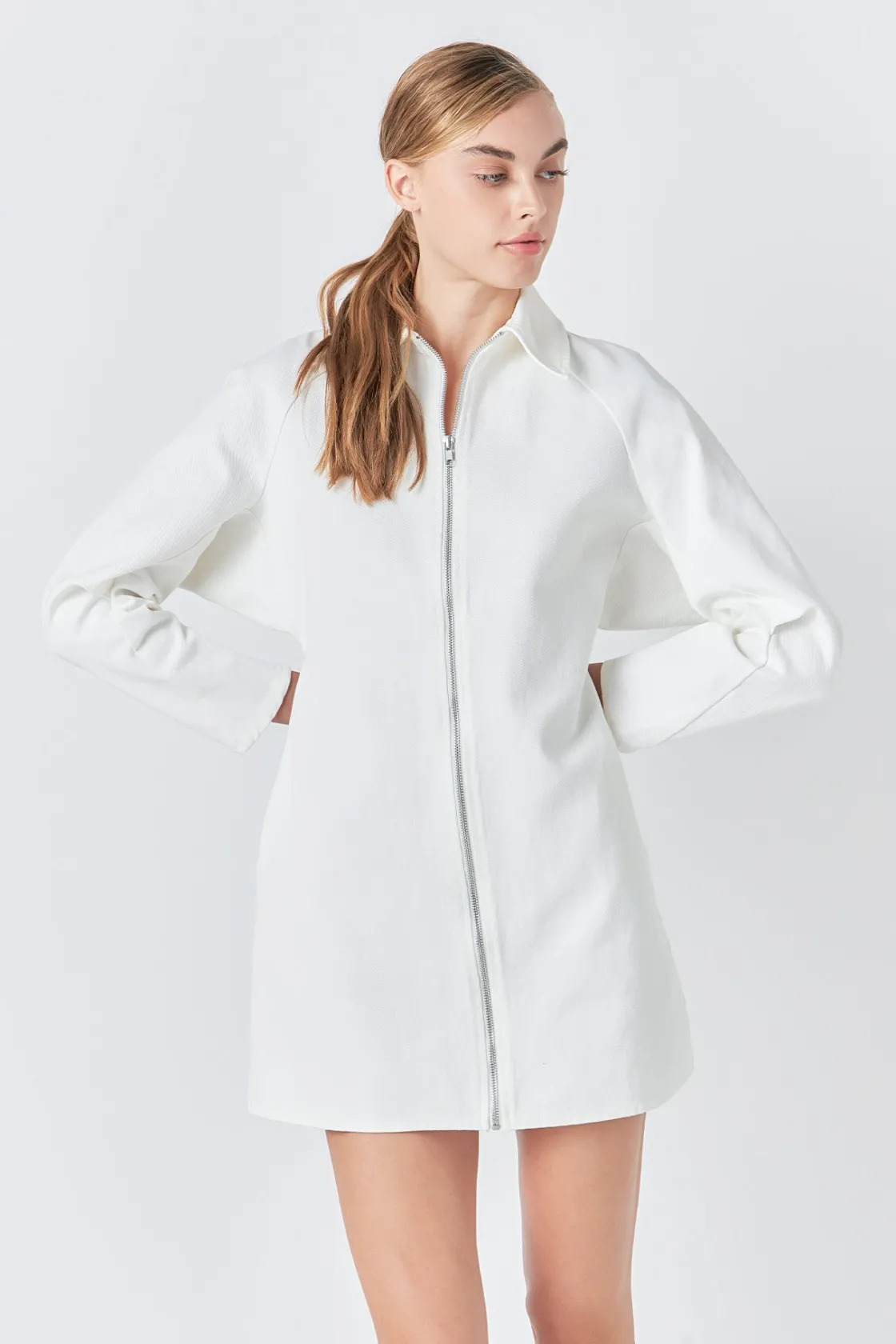grey_lab__zip_up_mini_dre_1.webp GREY LAB White Dresses | Tops*- Zip Up Mini Dress WHITE