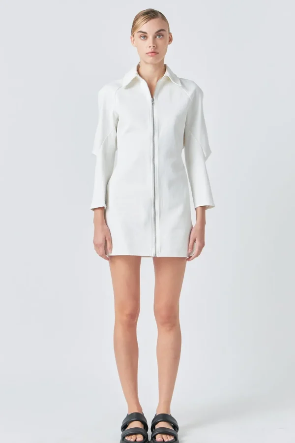 GREY LAB White Dresses | Tops*- Zip Up Mini Dress WHITE