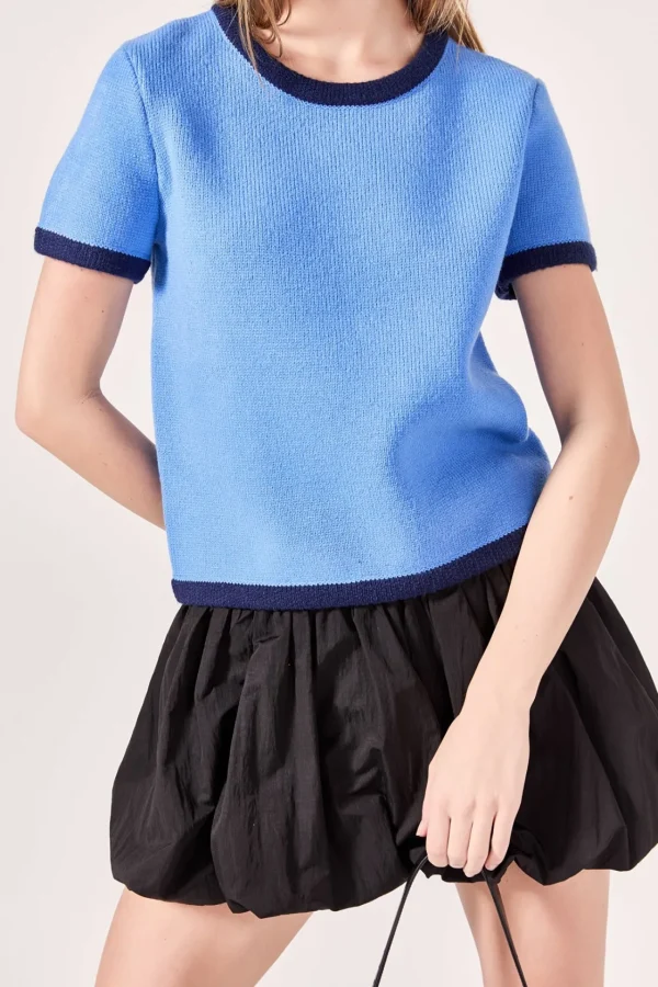 ENGLISH FACTORY Tops*Joan Colorblock Sweater Top BLUEMULTI