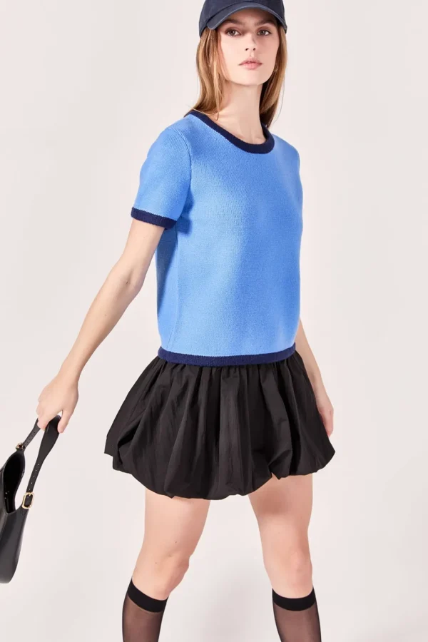 ENGLISH FACTORY Tops*Joan Colorblock Sweater Top BLUEMULTI