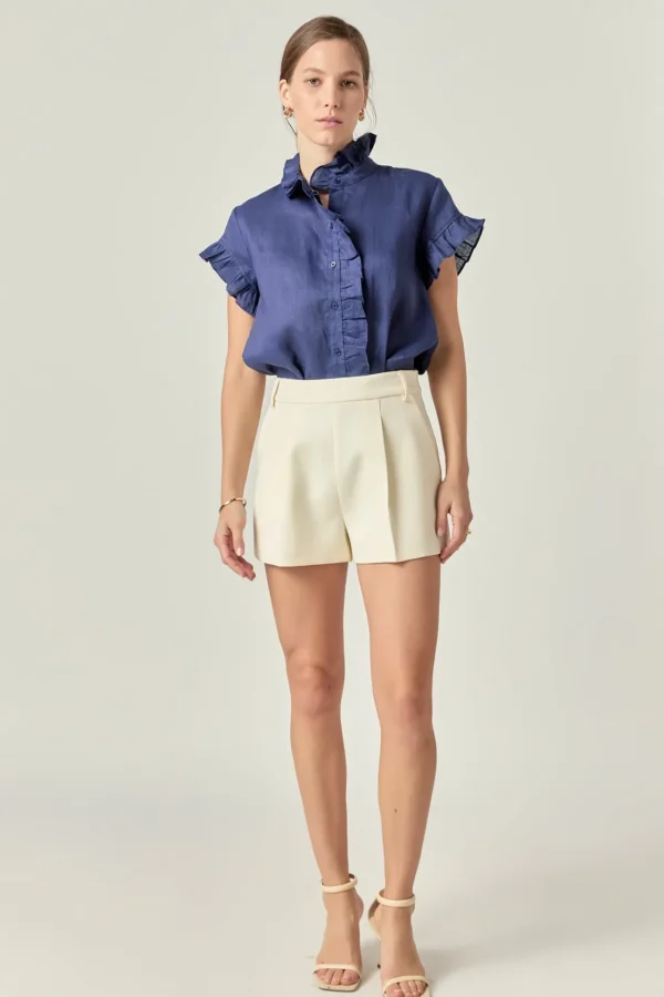 ENGLISH FACTORY Shirts & Blouses | Tops*Linen Ruffle Shirt