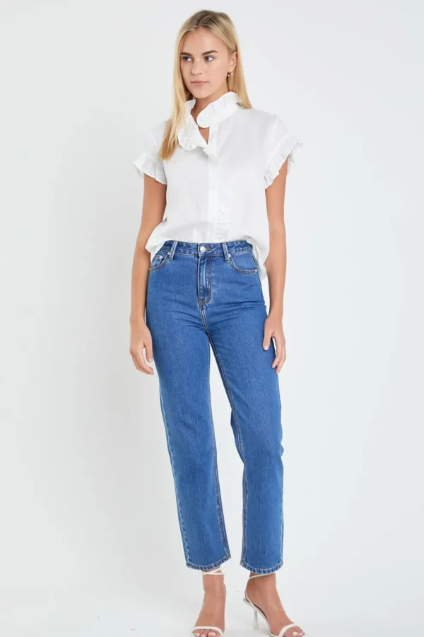 ENGLISH FACTORY Shirts & Blouses | Tops*Linen Ruffle Shirt