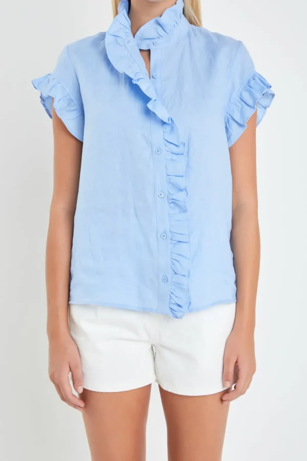ENGLISH FACTORY Shirts & Blouses | Tops*Linen Ruffle Shirt