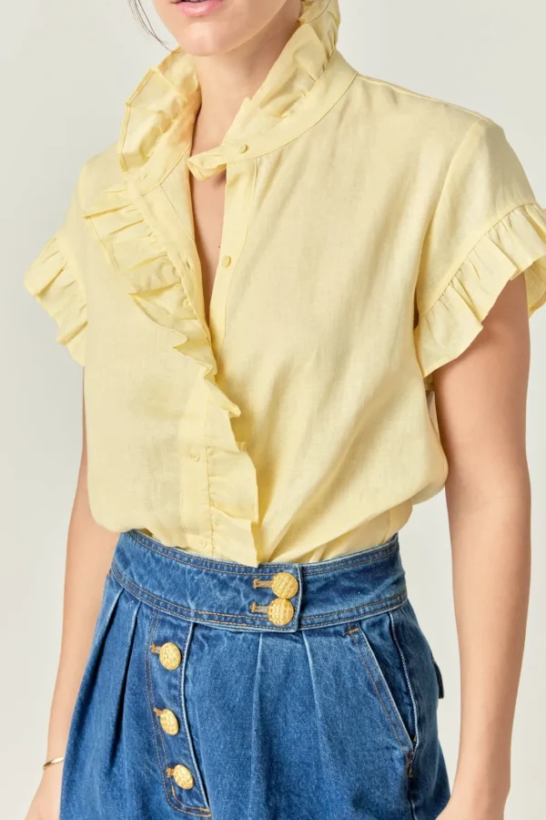 ENGLISH FACTORY Shirts & Blouses | Tops*Linen Ruffle Shirt