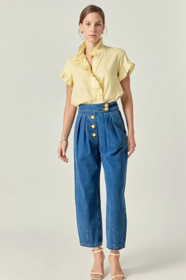 ENGLISH FACTORY Shirts & Blouses | Tops*Linen Ruffle Shirt