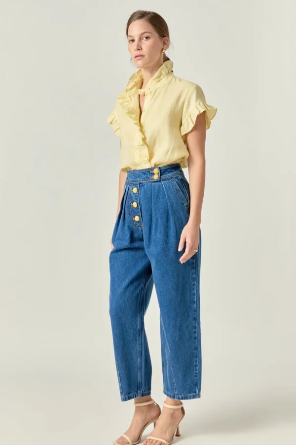ENGLISH FACTORY Shirts & Blouses | Tops*Linen Ruffle Shirt